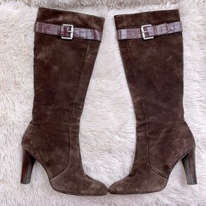 MICHAEL MICHAEL KORS Dark brown suede heeled boot